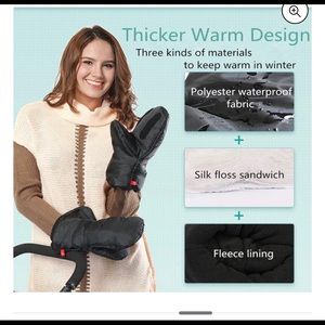 Black Outdoor Stroller Gloves: Extra Thick Stroller Mitts Waterproof Hand Muff